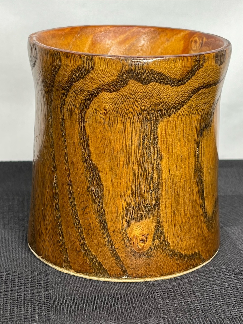 Hand-Turned Wood Accent Vase - Warm Honey Brown. Signed and Dated